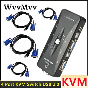 WVVMVV 4 portos kvm kapcsoló USB 2.0 VGA Splitter Nyomtató, Egér, Billentyűzet, Pendrive Megosztás Váltó 1440*1920-VGA Adapter Kapcsoló Doboz