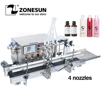 ZONESUN 4 Fúvókák Mágneses Szivattyú Automatikus Asztali CNC Folyékony Víz Töltelék A Szállítószalag A Parfüm Alkohol Hidrogén-Peroxid