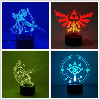 Zelda Anime Ábra 3D-s LED Lámpa Levegőt A Vad lakberendezés Lampara Játék Gyűjtemény Éjjeli Dekoráció Lampe Gyerek, Ajándék, Játék, Modell Baba