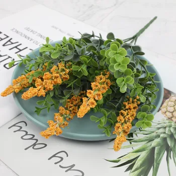 Zöld Műanyag Mesterséges Eukaliptusz Növények Hamis Virágok Lila Levendula DIY Otthoni Fürdőszoba Dekoráció Kerti Parti Dekoráció