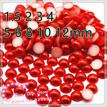 vörös 1.5 2 3 4 5 6 8 10 12 mm minden méretű lapos vissza cabochon gyöngy