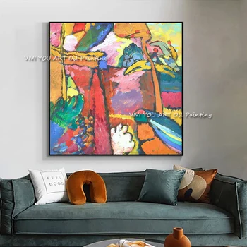 Új Kézzel Készített Vaszilij Kandinszkij Festmény Színes Kép A Falon Képek Dekoratív Művészet, Nappali Lakberendezés Nincs Keret